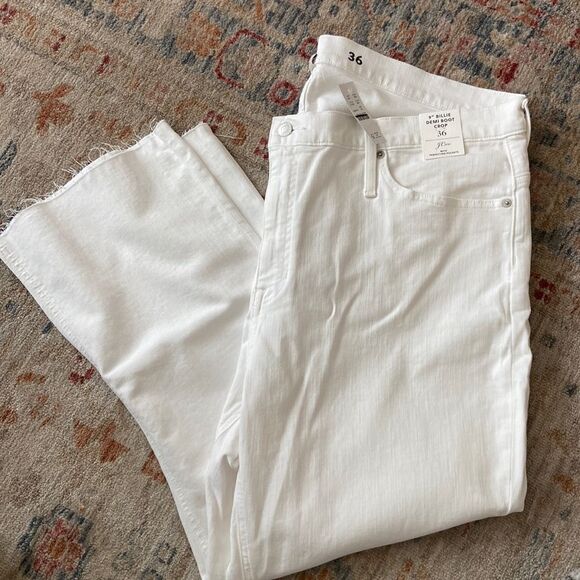 J. Crew 9” Billie demi-boot crop jeans in white wash - Picture 1 of 4